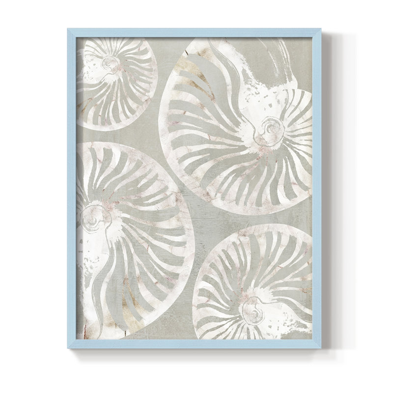 Nautilus Shell Collection, reproduction encadrée - bois massif, H 11 po x l 9 po, Bleu