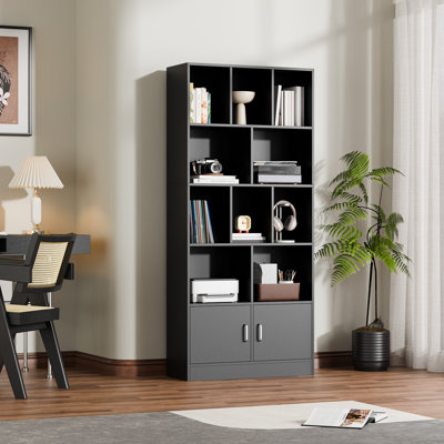 Achnas 70" H x 31" W Storage Bookcase with 10 Cubes and 2 Doors