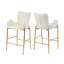 Ensemble de 2 tabourets de bar à hauteur de comptoir 28,75 pouces, tabourets en velours avec pieds et repose-pieds dorés, blanc-267224872
