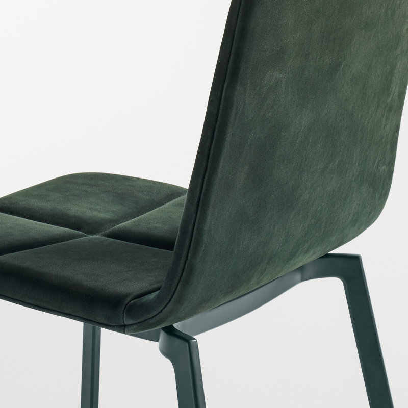 Between Us Tufted Upholstered Side Chair, Navy Green Leather