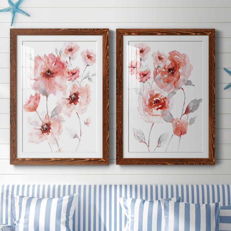 Translucent Blush I - ensemble de 2 reproductions d'art, Papier avec cadre érable, Blanc, H 31,5 po x l 47 po x P 1,5 po