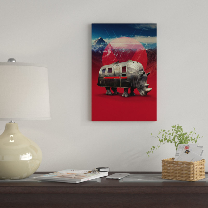 «Rhino» par Ali Gulec - reproduction d'art sur toile tendue, H 12 po x l 8 po x P 0,75 po, Toile tendue, Pas de tapis