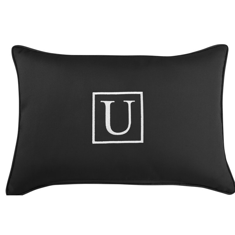 Housse et insert de coussin d'extérieur rectangulaire Kerrell, Noir, U