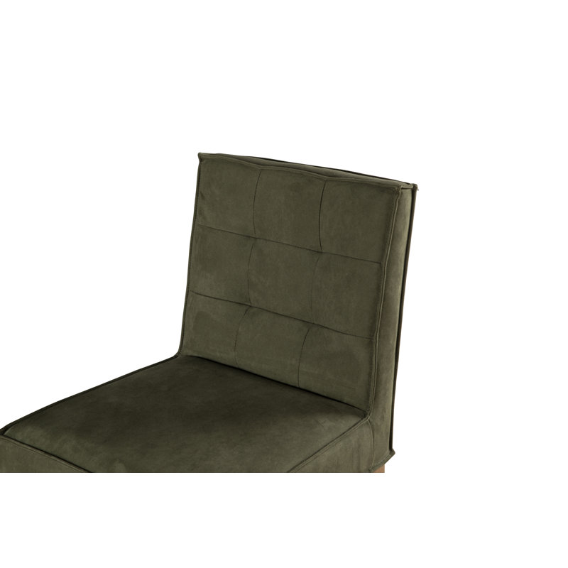 Aven Upholstered Stool with Solid Wood Frame, Suede-Green