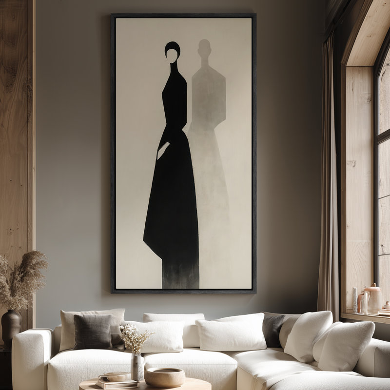 Extra Large Framed Canvas Wall Art - Vintage Wall Prints for Bedroom, Black, 60" H x 30" W