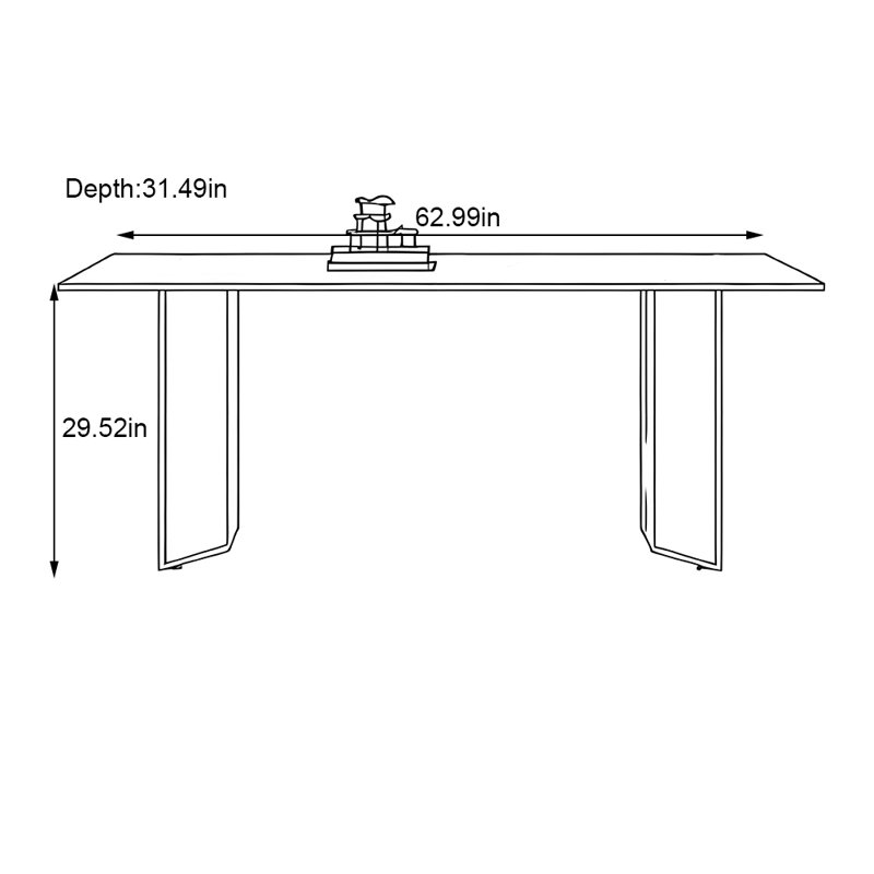 Table de salle à manger rectangulaire luxueuse et haut de gamme, H 29,52 po x L 62,99 po x l 31,49 po