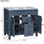 Meuble-lavabo bleu 36 po - moderne, avec 2 portes et lavabo de rangement dissimulé bleu, construction fonctionnelle-529049571