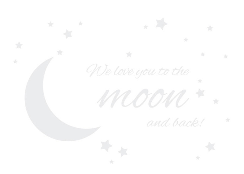 Adhésif décoratif « To the moon and back », H 44 po x l 65 po x P 0,01 po, Blanc