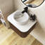 Meuble-lavabo mural rayé à rebords incurvés pré-assemblés avec lavabo, tiroir, lavabo en céramique blanc sans robinet-380269633