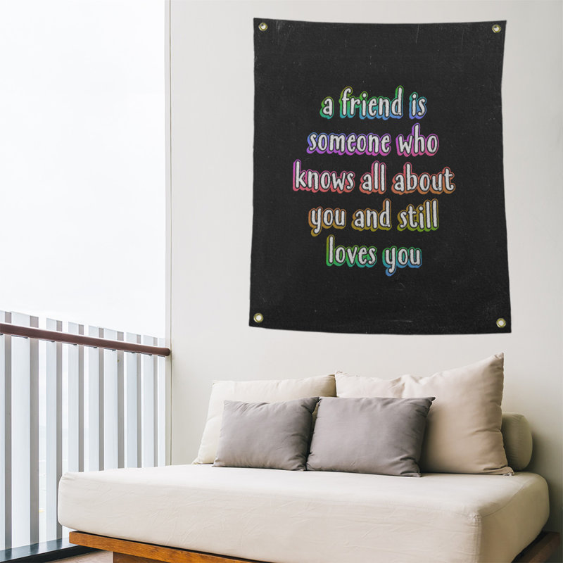 Tapisserie tableau en polyester «Love and Friendship», H 80 po x l 59 po, Arc-en-ciel