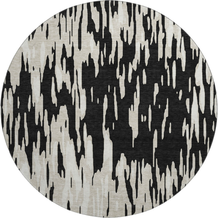 Premium Machine Washable Prisco Black Rug