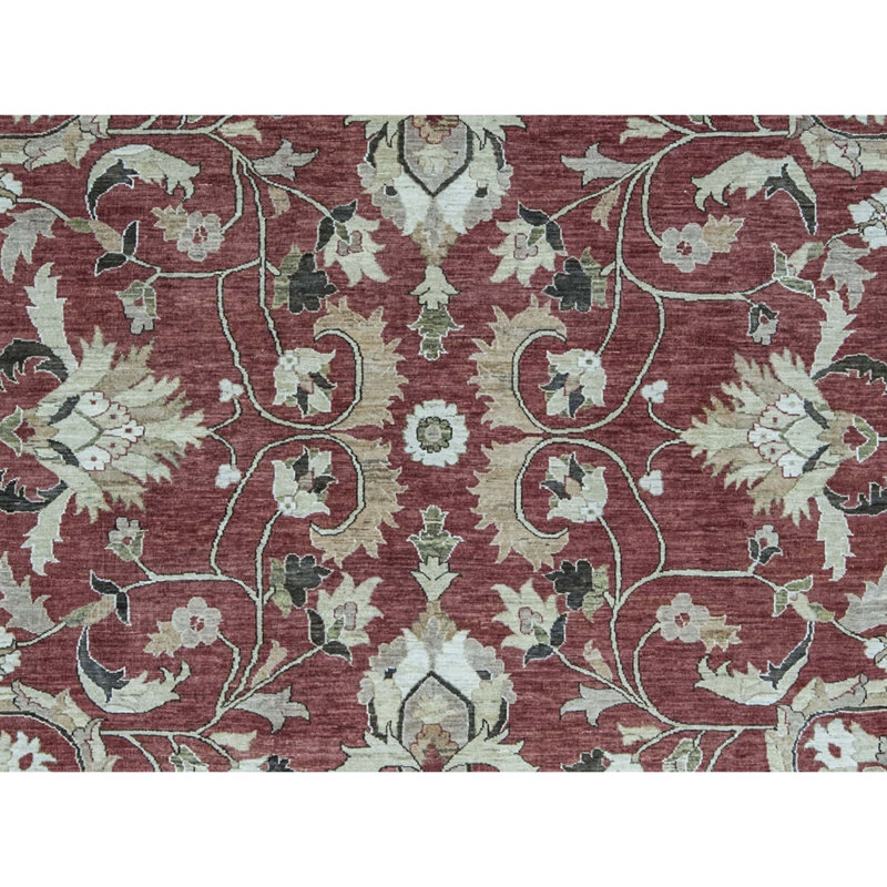 Wool Oriental Area Rug in Rust/Ivory
