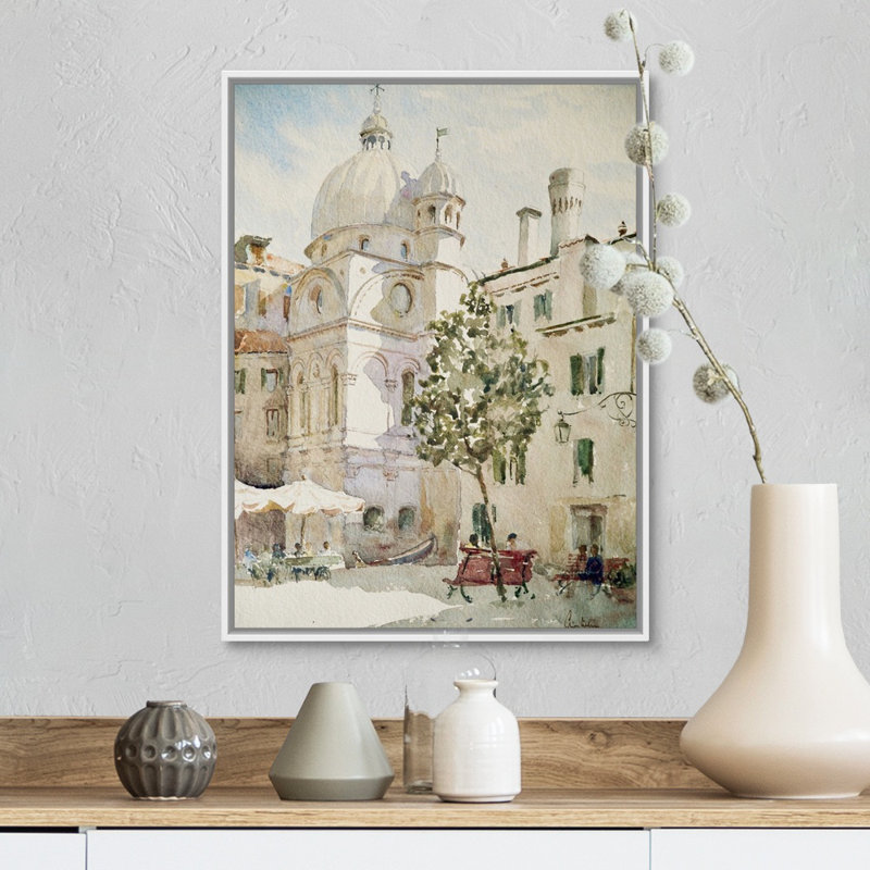 Reproduction d’art sur toile, « SM Miracoli » par Clive Wilson, H 18 po x l 14 po x P 1,75 po, Cadre flottant blanc