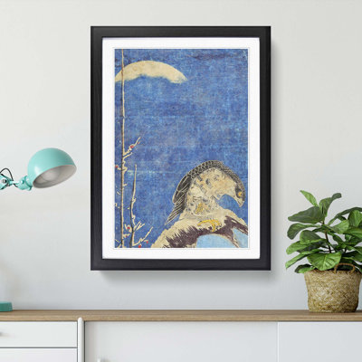 Hawk Perched on a Branch by Isoda Koryusai - Picture Frame Painting Print