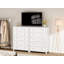 Commode à 4 tiroirs, commode haute moderne pour l'organisation de la chambre et du placard, armoire étroite pour le couloir ou le salon, blanc-312573066