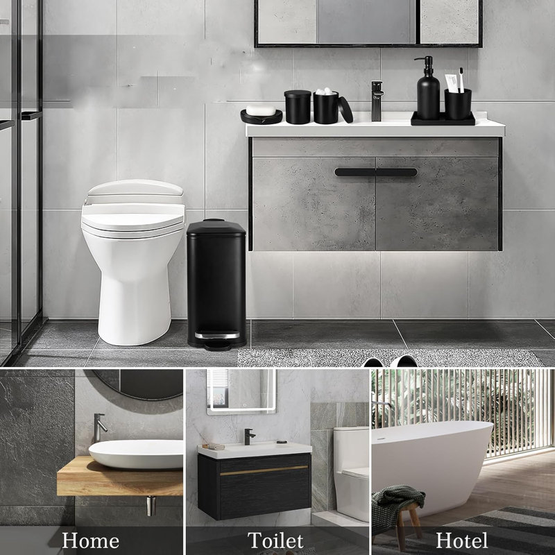 Black Bathroom Accessory Set