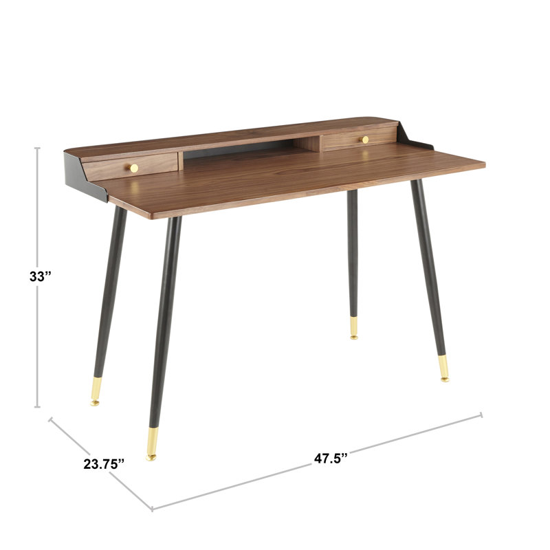 Bureau avec tiroirs Nicastro, Naturel / Blanc