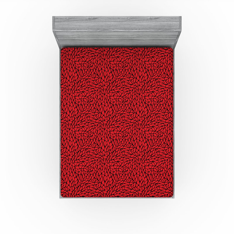 Drap-housse Ambesonne, paquet de 2, Drap-housse grand, Noir / rouge abstrait