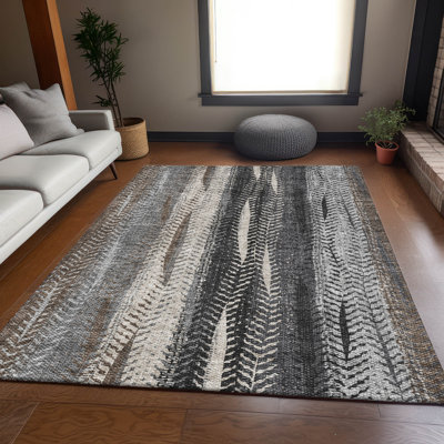 Premium Machine Washable Prisco Brown Rug