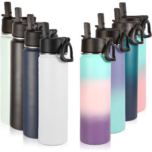  Insulated Water Bottle With Straw 32oz, Sports Water Bottle 1  Liter, Reusable Wide Mouth Vacuum 18/8 Stainless Steel Thermos Flask,  Double Wall, BPA-Free (black, 32oz): Home & Kitchen