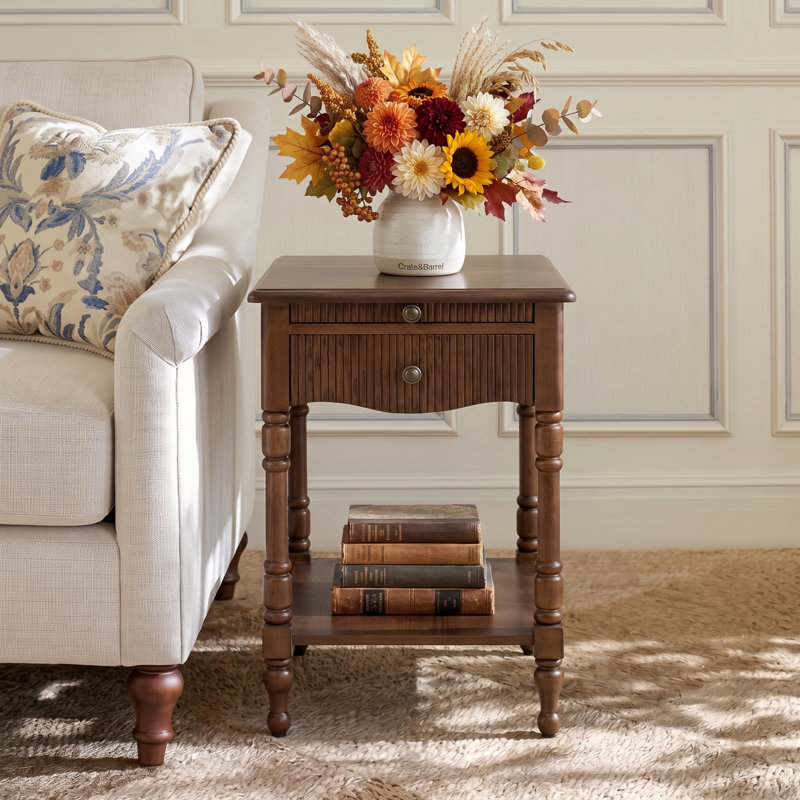 Falgout 20"W 26"Tall 1-Drawer End Table, Auburn