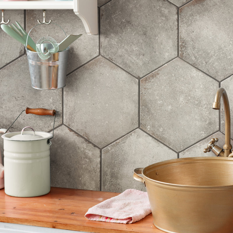 D'Anticatto 11" x 13" Porcelain Stone Look Wall & Floor Tile, Grigio