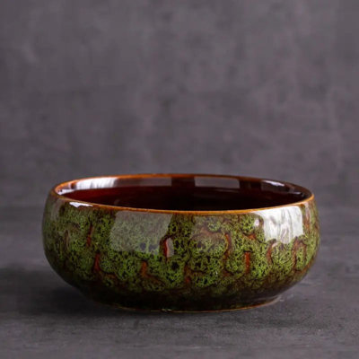 Hand-Glazed Ceramic Lotus Planter Bowl Leak-Proof Water Garden Pot