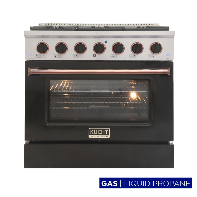 Kucht 36'' W Free Standing Range, Black, Liquid Propane