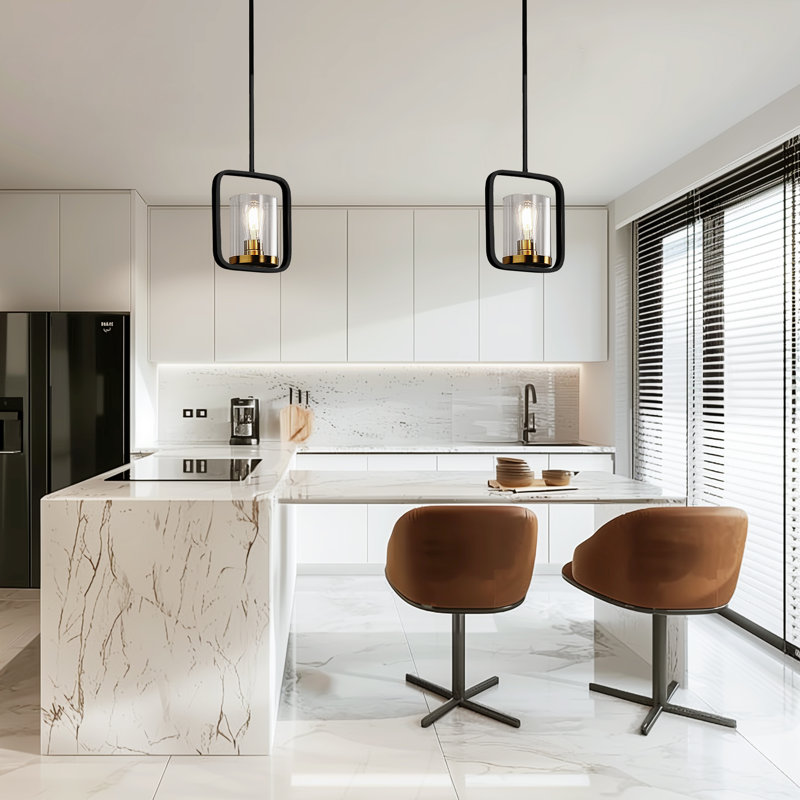 Luminaire suspendu noir à 1 lumière Kamaury