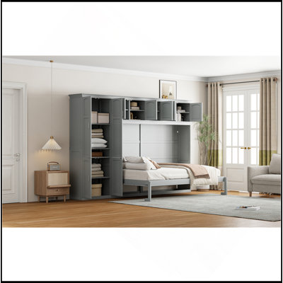Grand lit escamotable mural avec armoires