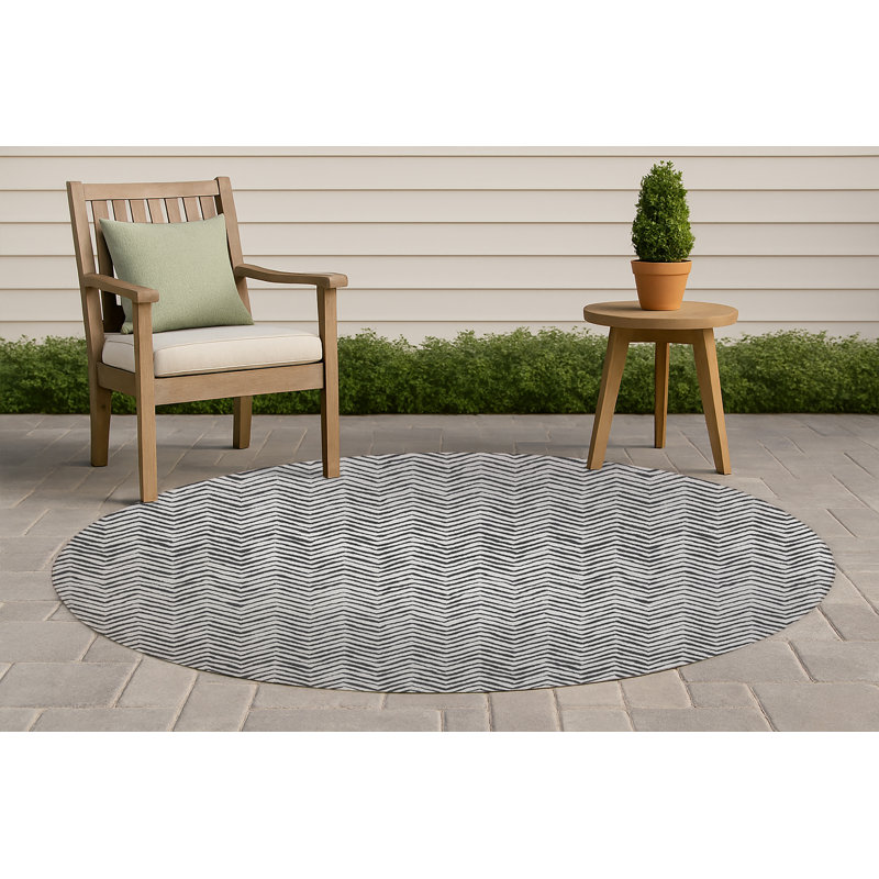 Tapis d'extérieur à chevrons antidérapant, Rond 5 pi