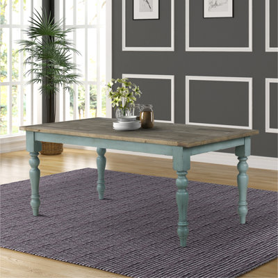 Prato Blue And Brown Two-Tone Finish Wood Dining Table