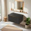 Armoires de salle de bain modernes, dessus de meuble-lavabo en pierre frittée noire et armoire en bois noir, sans lavabo inclus-125004498