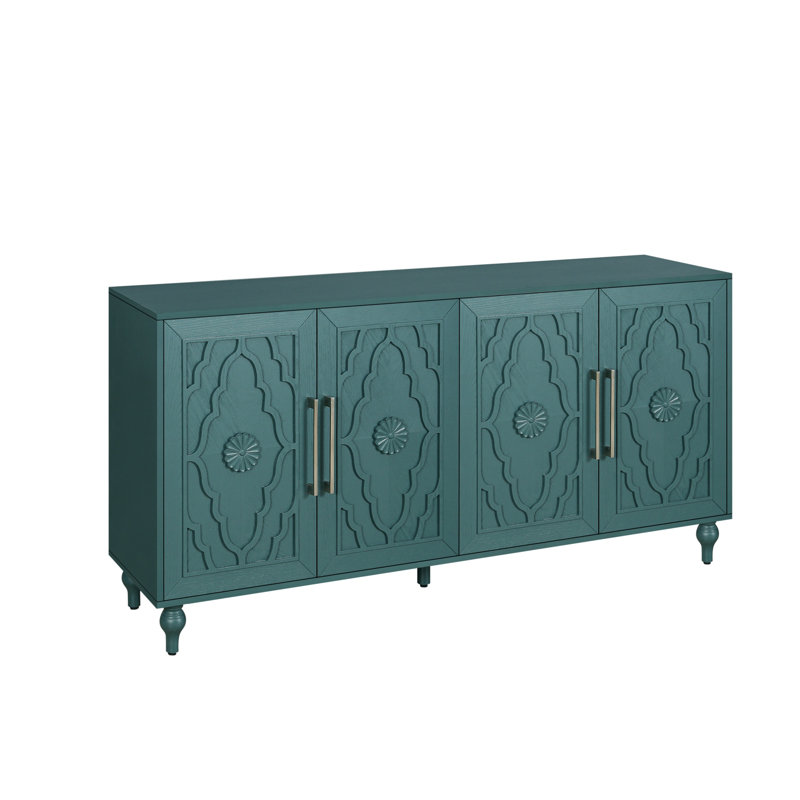 Buffet en bois avec tablettes réglables 4 portes et armoire de rangement Alcove moderne bleu marine