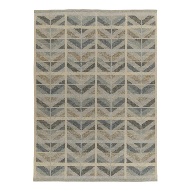 Scandinavian Wool Geometric Area Rug, Rectangle 6' x 9'