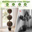Arbre topiaire artificiel à trois boules 43,5 po avec fleurs réalistes et feuilles vertes-757316890
