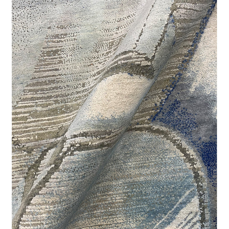 Canterbury Silk Abstract Area Rug in Blue, Rectangle 10' x 14'