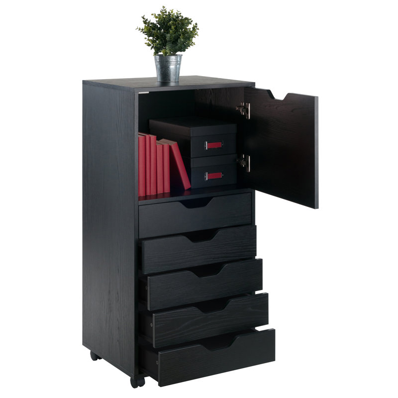 19.21'' Wide 5 -Drawer Mobile File Cabinet, Black