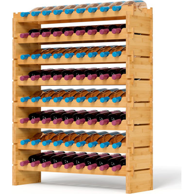 8-Tier Wooden Wine Storage Shelf Holds