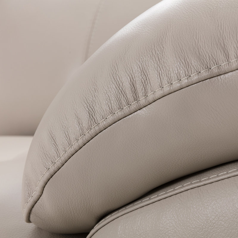 Holborn Leather Sofa, Light Gray Genuine Leather, 37" H x 86" W x 39" D