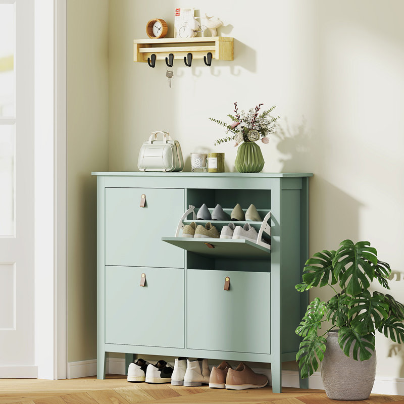 20 Pair Shoe Storage Cabinet, Green