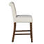 Paire de tabourets de comptoir rembourrés - beige, têtes de clous argentées, pieds en noyer moyen, garniture cloutée 2 pièces, réglable