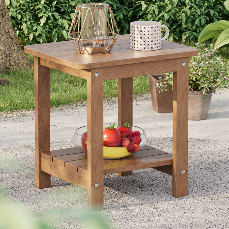 Petite table d'appoint pour l'extérieur, table de bout pour terrasse en plastique toutes saisons HiPS, table d'extérieur toutes saisons pour terrasse avec jardin et terrasse