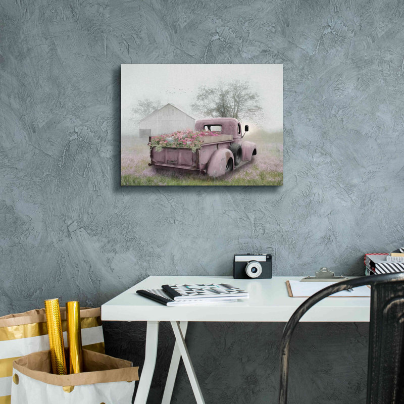 Gracie Oaks «Pink Flower Truck» par Lori Deiter, H 12 po x l 16 po x P 0,75 po