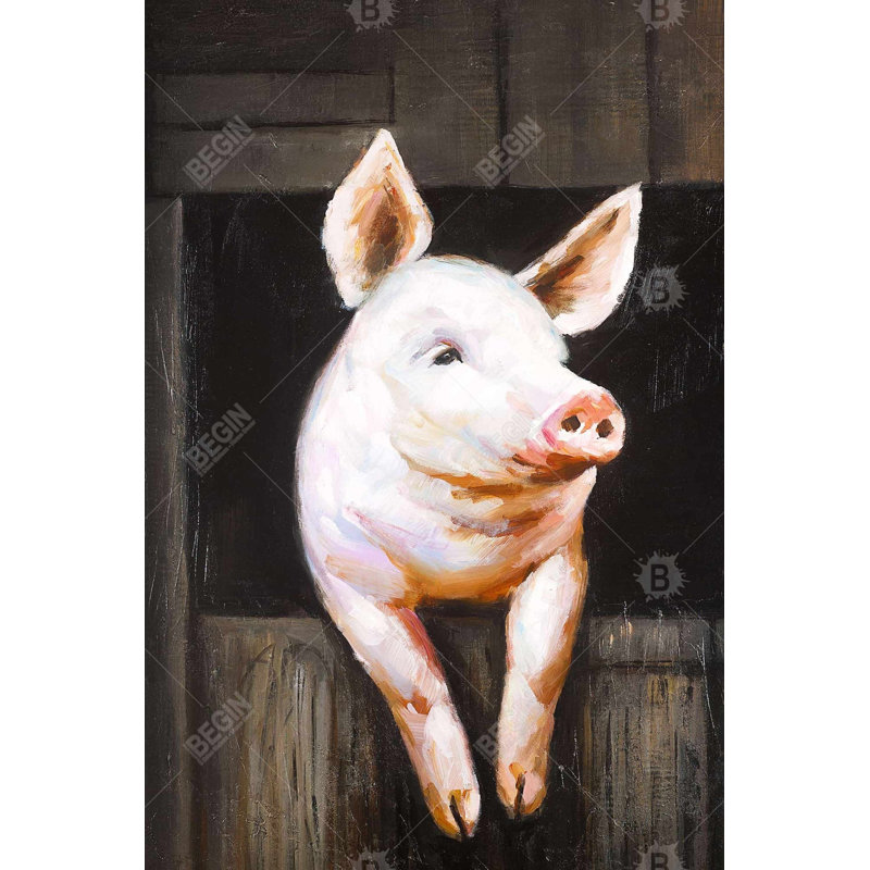 Impression de cochon souriant sur toile