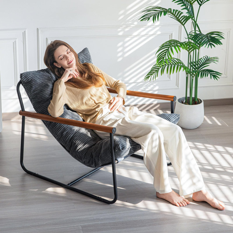 Fauteuil d'appoint moderne, fauteuil de salon confortable avec structure en métal