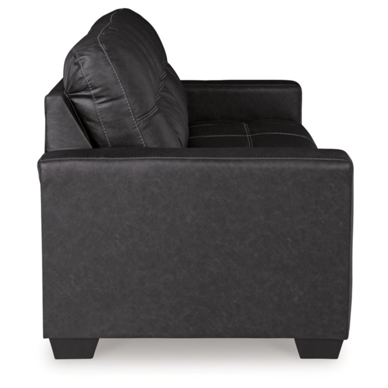 85" Black Tufted Faux Leather Sofa with Removable Cushions