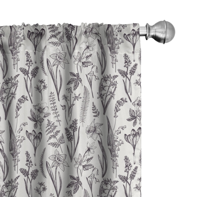 Floral Semi-Sheer Rod Pocket Curtain Panels, 28" x 95"