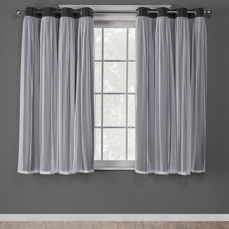 Nunley Room Darkening Curtain Pair, 52" W x 63" L, Black Pearl
