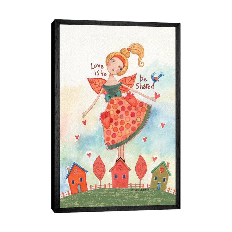 Share Love 1 Piece Painting on Canvas, 66.04cm H x 45.72cm W x 3.81cm D, Black Floater Framed